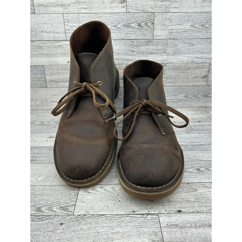 Clarks Bushacre 3 Men Beeswax‎ Brown Leather Chukka Desert Boots Size 9.5M
